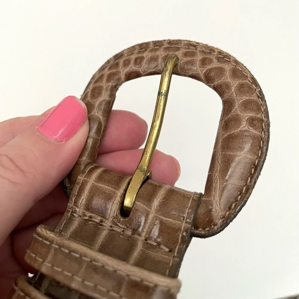 Vintage Talbots Italian alligator calfskin belt 9851 size small